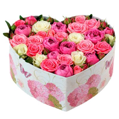 Цветы в коробке «Романтический рассвет»